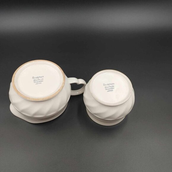 Vintage Hearthside Sugar & Creamer Gravy Boat Set Sculptura Stoneware Japan - Picture 8 of 10